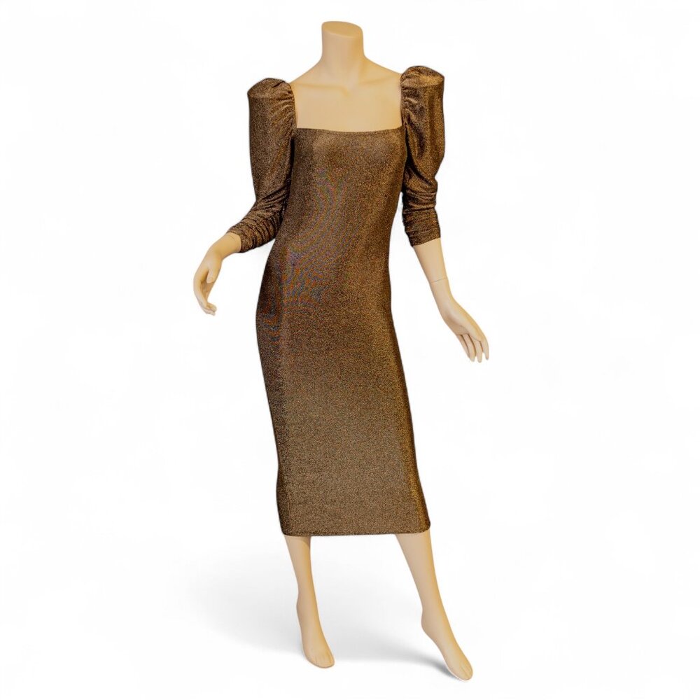 REFORMATION * NEW Rahm Dress in Bronze Sparkle * Medium